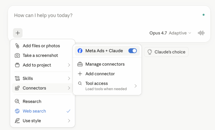 Список доступних інструментів Meta в Claude
